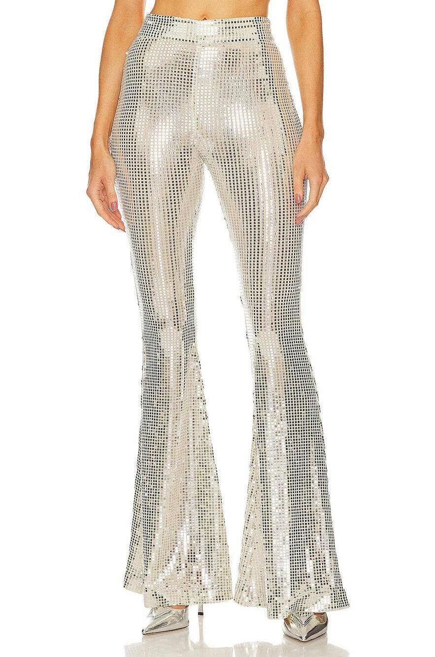 New Arrivals Colette Pants Sequin Mirror Flared Party Le Memphis Retro NYE 2